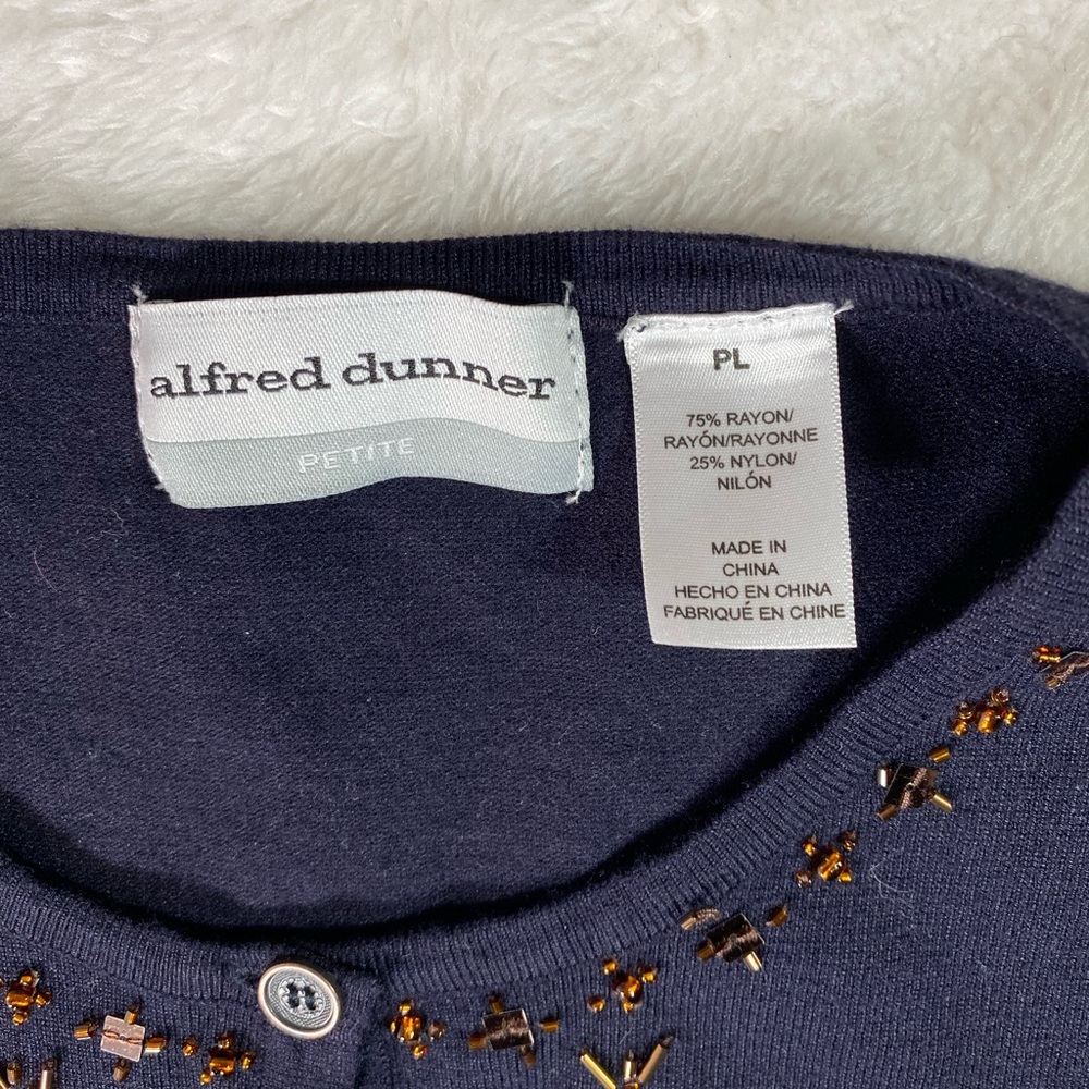 Alfred Dunner Petite Beaded Cardigan Navy Blue Knit Sweater size petite Large - Picture 3 of 8